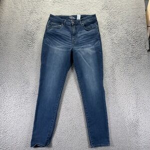 Time and Tru Jeans Women 12 Blue Cotton Denim Tapered High-Rise Stretch Workwear
